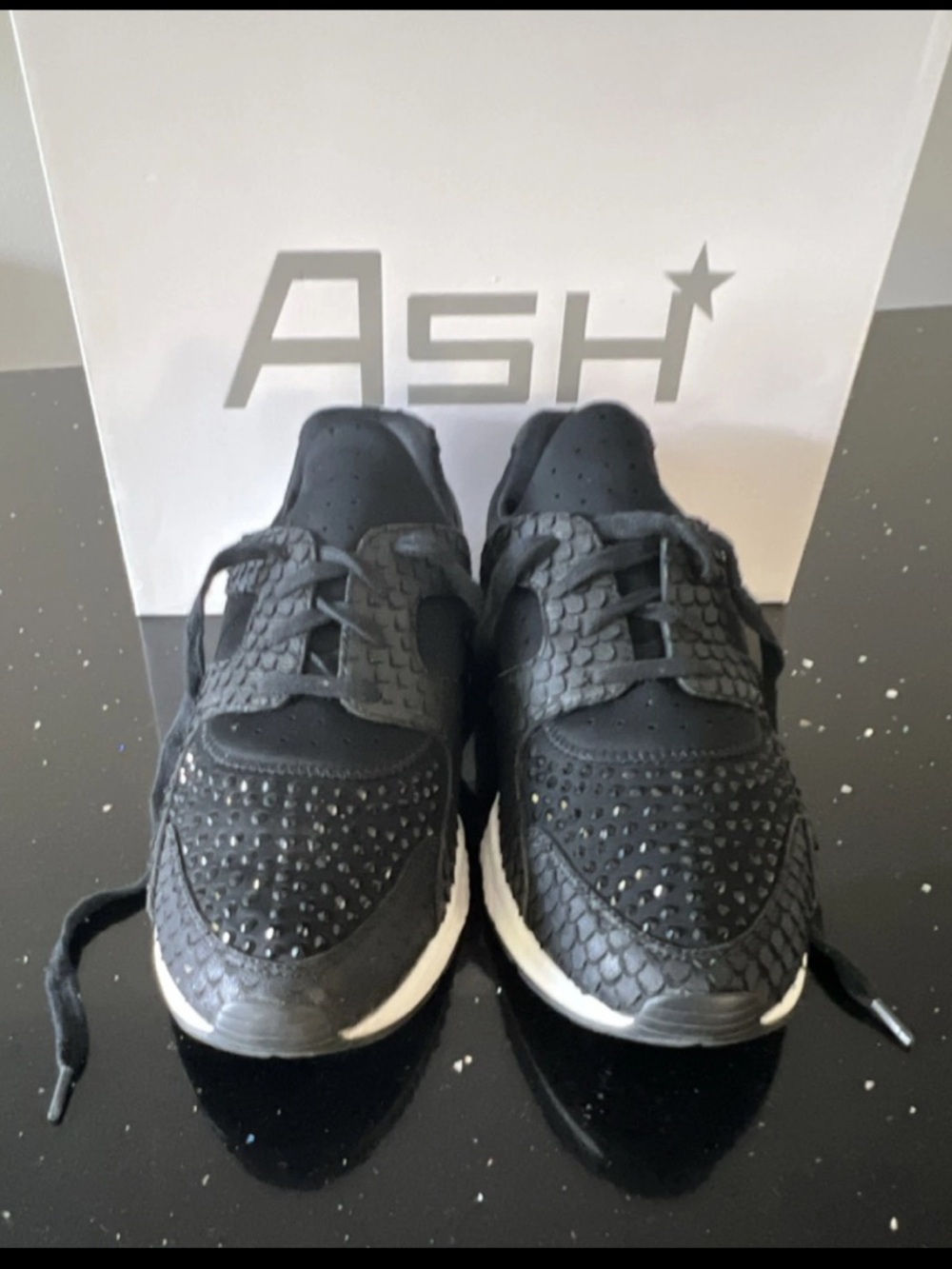 ASH Black Women’s Rhinestone & Textured Sneaker